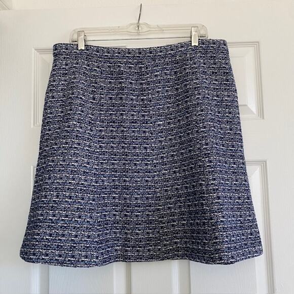 Ann Taylor Skirt Suit Tweed Blue & White Fringe Detail A-Line Skirt Women's 14 - Picture 9 of 13